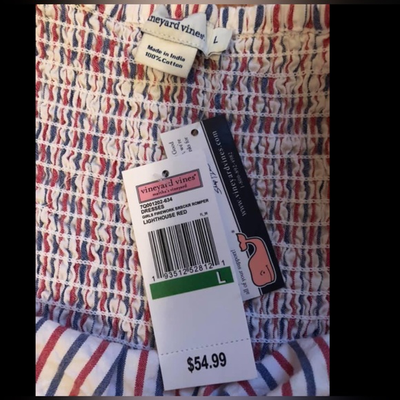 Girls Vineyard Vines romper: red, white, blue. Size L - NWT - Picture 3 of 3
